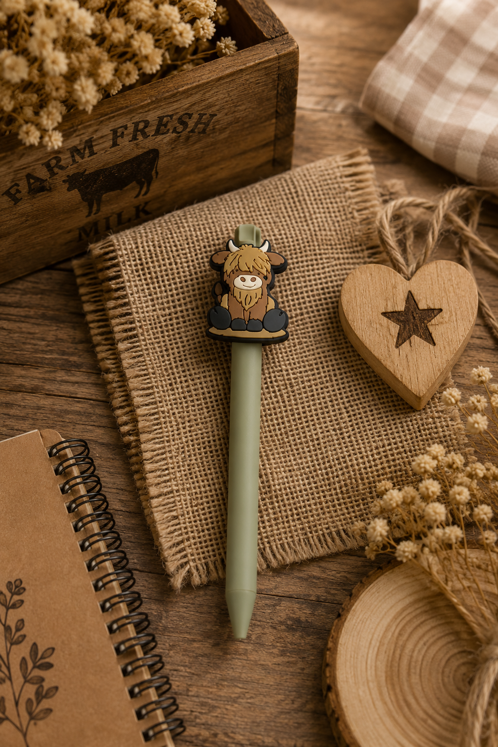 Stylo gel avec topper vache Highland