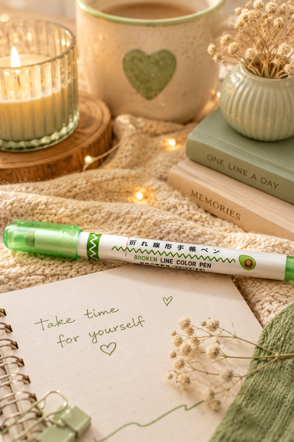 Stylo ligne décorative vert