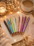 Stylos fantaisie pailletés en plusieurs couleurs