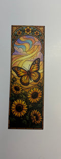 Signet papillon monarque tournesols style vitrail