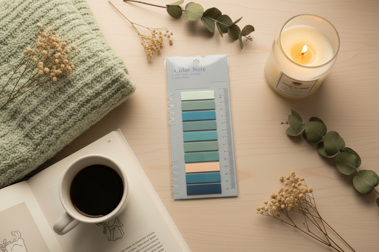 Grand pense-bête Color Note 10 rangées décors cocooning vert pâle