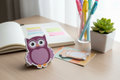 Post-it animaux hibou violet et chat roux - ambiance papeterie kawaii