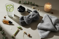 Ensemble beauté visage - bandeau ours, pince cheveux et débarbouillette - ambiance spa beige et gris