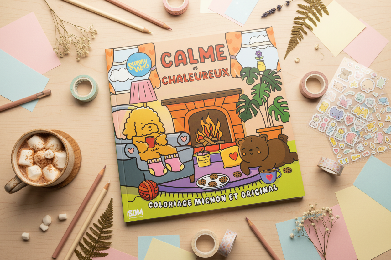 Cahier à colorier cocooning scrapbooking ambiance chaleureuse